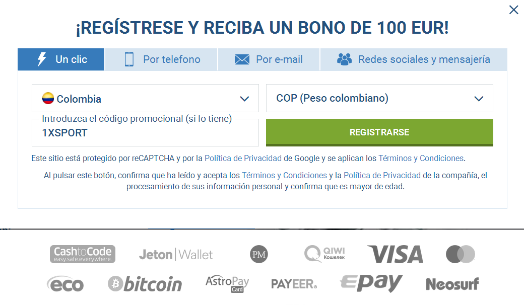 1xBet Registro